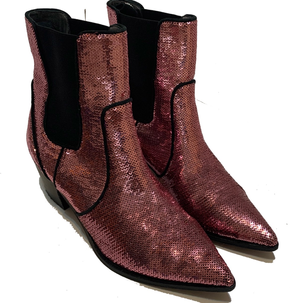 7 / Paige Sequin Ankle Boots - Pink